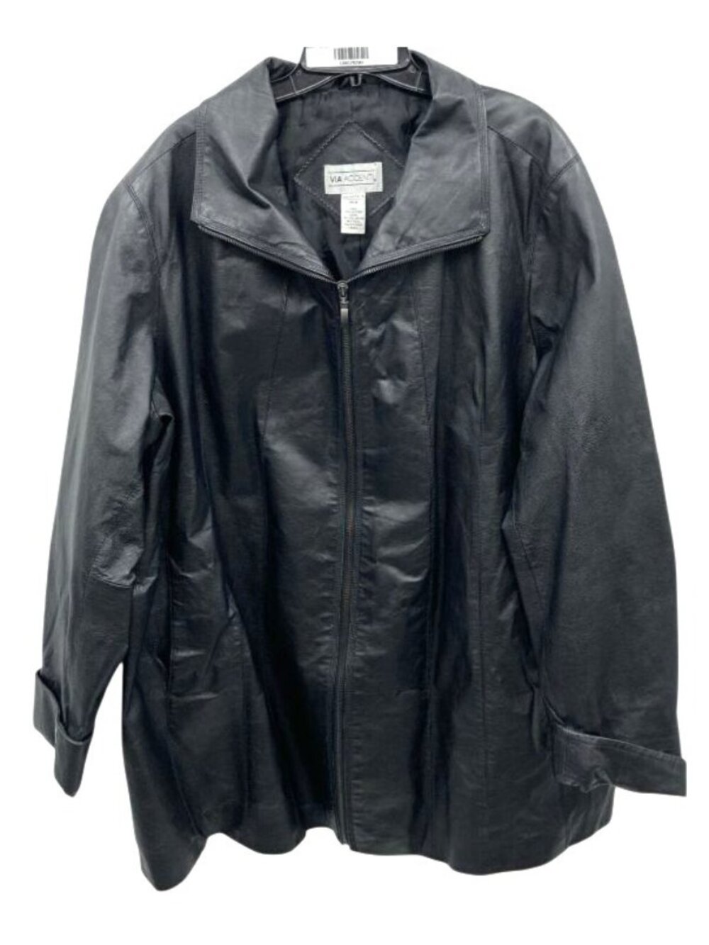 Plus Size 26W Via Accenti Black Leather Jacket Size 26W